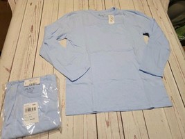 The childrens place Boys Large 10/12 Solid Blue Long Sleeve Shirt Set Of 2 - $12.00