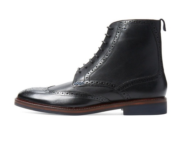NEW  Handmade Men's brogue wingtip lace up boots, Men wingtip black leather boot