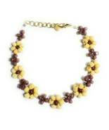 Daisy Seed Bead Bracelet, Yellow and Brown with Lobster Clasp - $8.19 CAD