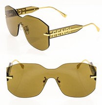 FENDI FENDIGRAPHY HOBO Logo 40067 Brown Gold Fashion Rimless Sunglasses ... - £451.84 GBP