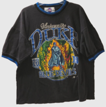 $75 Duke Blue Devils NCAA Vintage 90s Basketball Pullover Ringer Black Shirt XL - £62.31 GBP