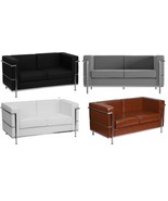 Stainless Exo-Frame Leather-Soft* French-Swiss Loveseat Black Brown Whit... - $1,934.81 CAD+