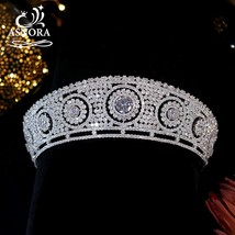 New European Semi-circular CZ Crown Gorgeous Bridal Engagement Crystal Tiara Wed - £113.21 GBP