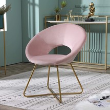 Pink Slatina Accent Chair From Roundhill Furniture, Upholstered In Silky Velvet - £63.42 GBP