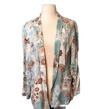 Chico&#39;s Blazer Open Front Moroccan Paisley Jacket Turquoise Peach White ... - €18,96 EUR