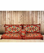 Red Sofa Only Cover Arabic Kilim Corner Set Cushion pillows Lounge Couch - $4,787.77 MXN