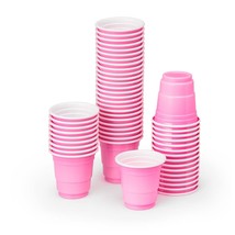 Party Decorations Pink Plastic Shot Glasses - 50 Matte Disposable 2 Oz C... - £22.34 GBP