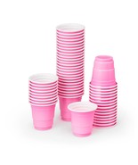 Party Decorations Pink Plastic Shot Glasses - 50 Matte Disposable 2 Oz C... - £22.04 GBP