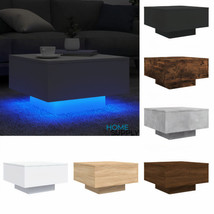 Modern Wooden Living Room Lounge Coffee Table With LED Lights Wood Tables Square - £61.36 GBP+