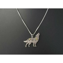 Howling Wolf with Moon &amp; Stars Pendant Necklace - Brand New - $16.99