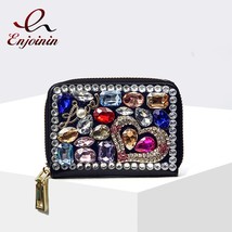 Luxury Heart Shape Women&#39;s Short Wallet Card Case Designer Colorful Rhinestone C - £28.31 GBP