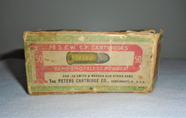Peters Cartridge Co. .38 S&amp;W C.F. Vintage Empty Cartridge Box Semi Smokeless - £38.66 GBP