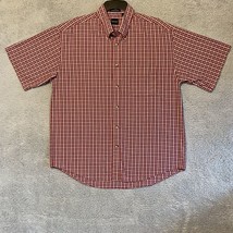 Arrow Men&#39;s Red Plaid Wrinkle Free Short Sleeve Button Down Shirt Size L... - $11.88