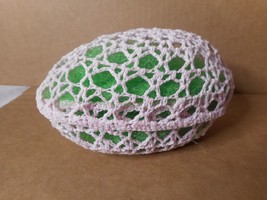 Handmade Crafted Starched Crochet Pink Lace 2pc Easter Egg Ornament Box ... - £7.76 GBP