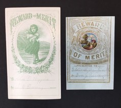 Lot of 2 Victorian Reward of Merit Trade Cards 1880s - £10.46 GBP