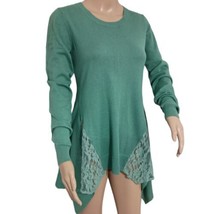 Lori Goldstein Cashmere Blend Sweater XXS Asymmetric Tunic Lace LOGO Pullover  - £22.22 GBP