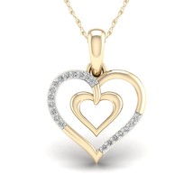 Real 10K Yellow Gold 0.05ct TDW Diamond Heart shape Pendant - £133.22 GBP