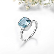 Brilliant Sky Blue 925 Sterling Silver 2.7CT Natural Topaz Gemstone Ring - £117.15 GBP