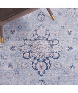 Machine Washable Ruggable STYLE  Antique Faded Oriental Blue Medallion Rug - £69.56 GBP+