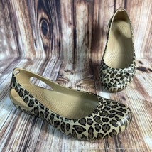 Crocs KADEE Womens Size 9 Leopard Slingback Sandals Shoes Ballet Flats Loafers - £22.33 GBP