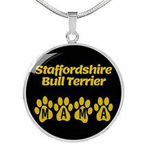 Staffordshire Bull Terrier Mama Circle Necklace Engraved Stainless Steel 18-22&quot;  - £46.67 GBP