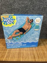 NEW!  H2O Go Summer Colors Deluxe Floating Mat 6ft Blue/Lime Green - $9.49