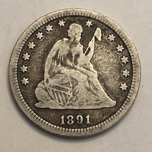 1891 Silver Seated Liberty Quarter Philadelphia Mint 90% Silver Coin 202... - £37.91 GBP