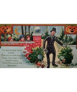 Halloween Postcard Whitney Kids Tripping Man 2 Pumpkins Pranks Original - $112.10
