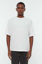 White Men&#39;s Basic Oversize Crew Neck Short Sleeve T-Shirt TMNSS22TS0300 - £7.86 GBP
