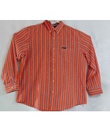 Orange Striped Easy Care Long Sleeve Button Down Dress Shirt Chaps Mens ... - £27.13 GBP