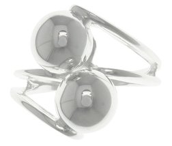 Jewelry Trends Split Shank Double Ball Cocktail Sterling Silver Ring Size 6 - £28.73 GBP