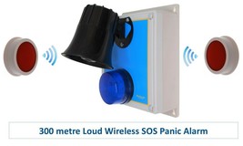 100 Metre Wireless &#39;S&#39; Range Loud 118 Decibel Panic &amp; Lockdown Alarm - £299.20 GBP