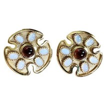 Trifari Rare Clip-on Earrings Light Pink/Amber Cabochons Signed VTG Cost... - $222.75
