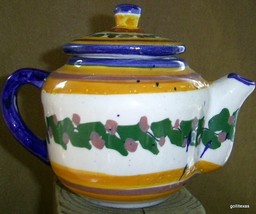 Vintage Hand Made Pottery Tea Pot Hand Painted 5&quot; - £18.58 GBP