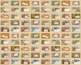 34&quot; X 44&quot; Panel Labels Flowers Birds Flea Market Mix Cotton Fabric D579.47 - £10.35 GBP