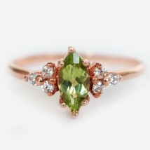 1.30Ct Marquise Simulated Peridot  Women&#39;s Ring   Gold Plated 925 Silver - £73.82 GBP
