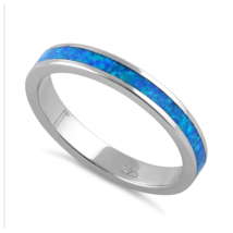 Seamless Size 9 Blue Lab Opal Ring Solid 925 Sterling Silver with Ring Case - £17.46 GBP