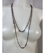 Vintage 60&quot; Beaded Continuous Strand Necklace, Purple &amp; Silver Beads - £7.47 GBP
