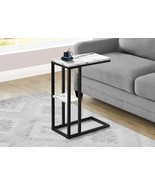 Modern C-Shaped White Marble Side &amp; Snack Accent Table - $1,599.71 MXN