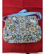 Vera Bradley Computer Laptop Messenger Handbag in a Blue Paisley 14x11x4 - $14.80