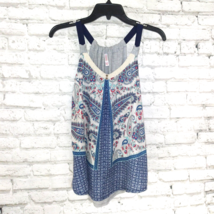 Xhilaration Top Womens XS Blue Gray Paisley Sleeveless Crochet Lace Boho... - £12.78 GBP