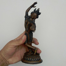 Tibetan Buddhist Copper Oxidized Standing Mayadevi Statue 8&quot;  - Nepal - £133.67 GBP