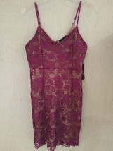 NWT LULUS Lined Magenta Battenburg Lace Bodycon Short Dress Sz S-M New H... - $22.54