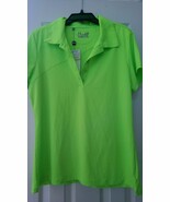 NWT Ladies UNDER ARMOUR NEON Lime Green Short Sleeve Golf Shirt size L - $45.15 CAD