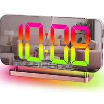 Rgb Digital Alarm Clock,7.4 Led Mirror Desk Clocks,With Night Light,Usb C Charge - $33.99