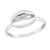 Shoreline Cowrie Shell Beach Inspired Sterling Silver Ring-8 - £14.00 GBP