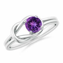 ANGARA 5mm Natural Amethyst Solitaire Infinity Knot Ring in Sterling Silver - £154.03 GBP+