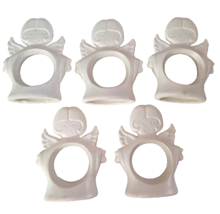 Lot 5 Vintage Christmas Angel Napkin Ring Glossy Metallic White 1979 Sta... - $19.39