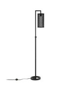 69&quot; Black Floor Lamp With Black Mesh Metal Cylinder Shade - $3,031.93 MXN