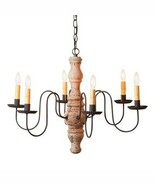 Gettysburg Chandelier 6 Arm Wood Metal Fixture in Hartford Buttermilk - €496,49 EUR